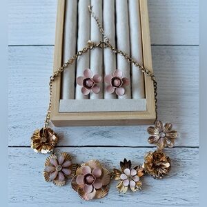 Pink & Rose Gold Necklace & Earring Set